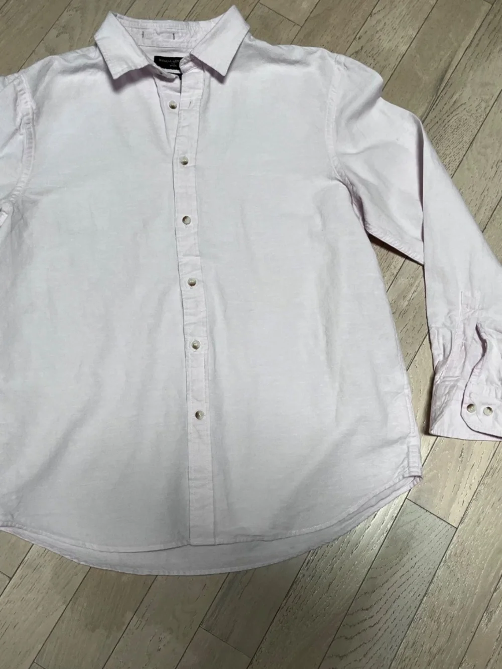 Banana Republic Shirt Mens Large Pale Pink Linen Cotton Untucked  Fit Button Up